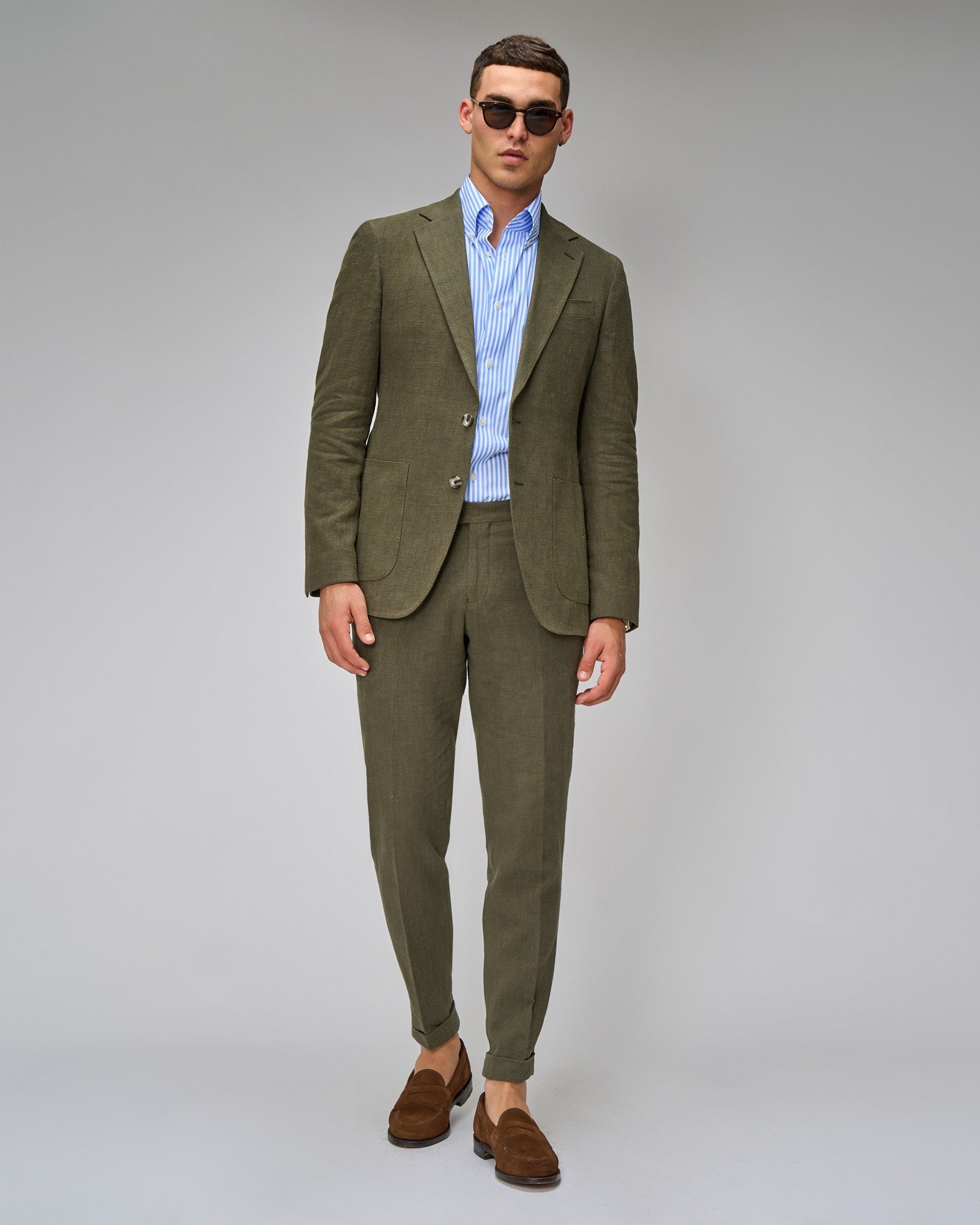 Army Green Linen Suit - Brent Wilson