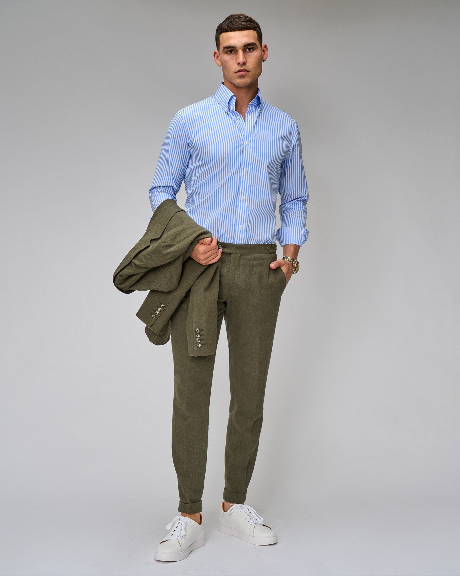 Army Green Linen Suit - Brent Wilson