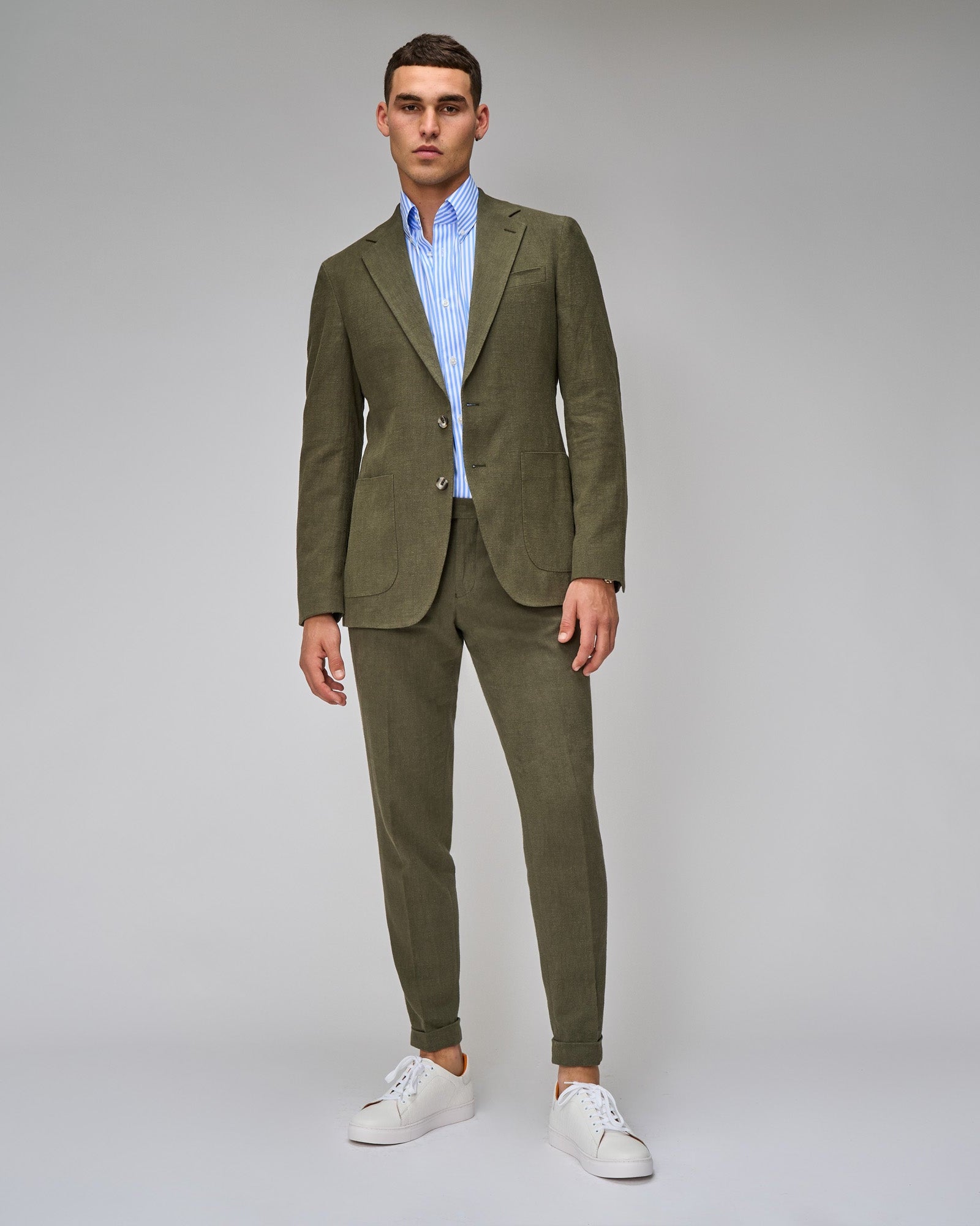 Army Green Linen Suit - Brent Wilson