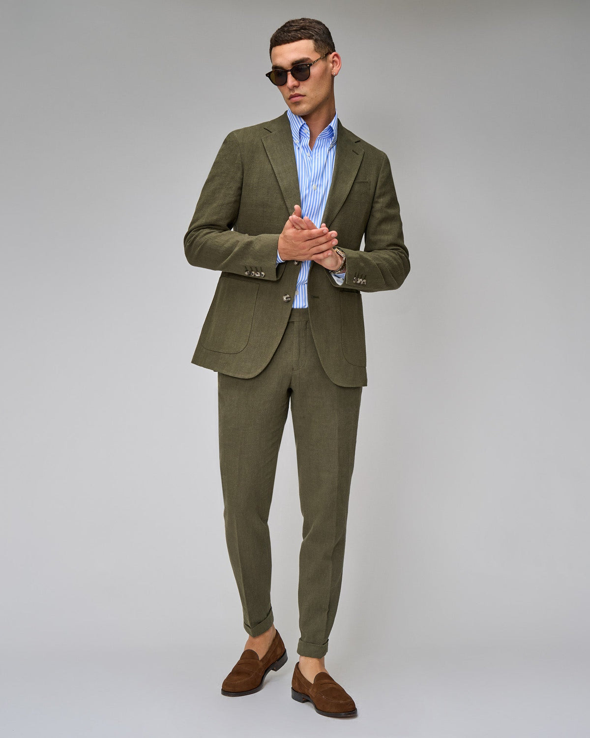 Army Green Linen Suit - Brent Wilson