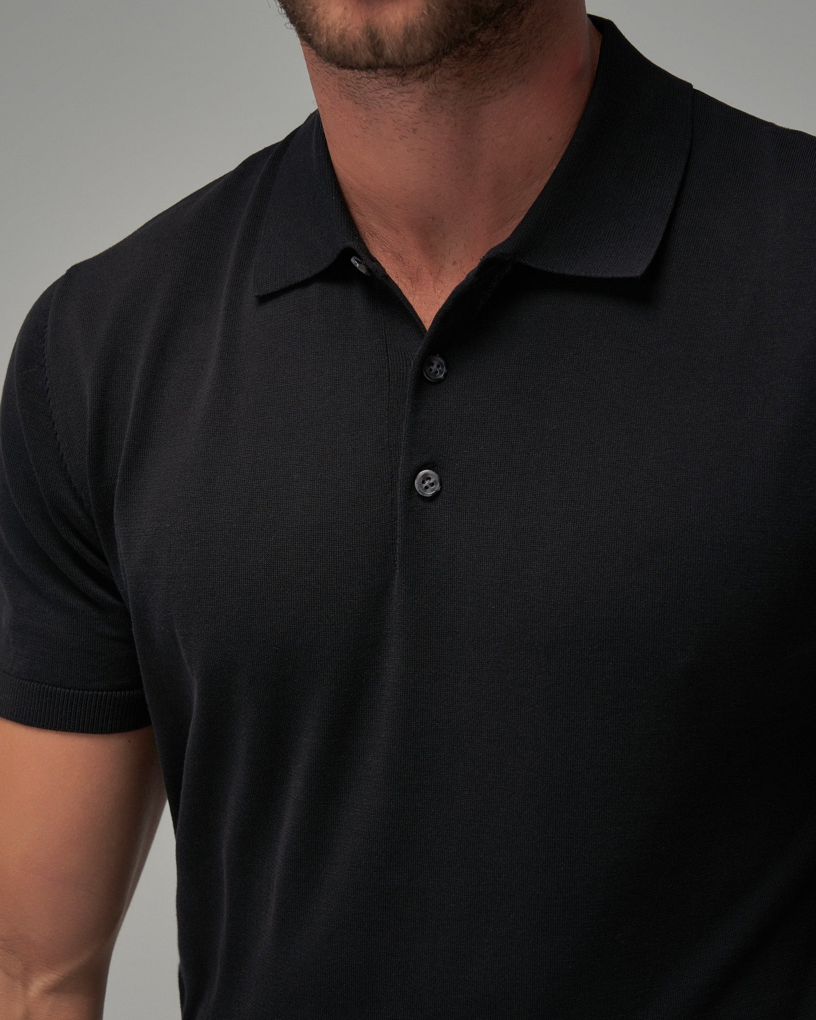 Knit Polo - Black - Brent Wilson