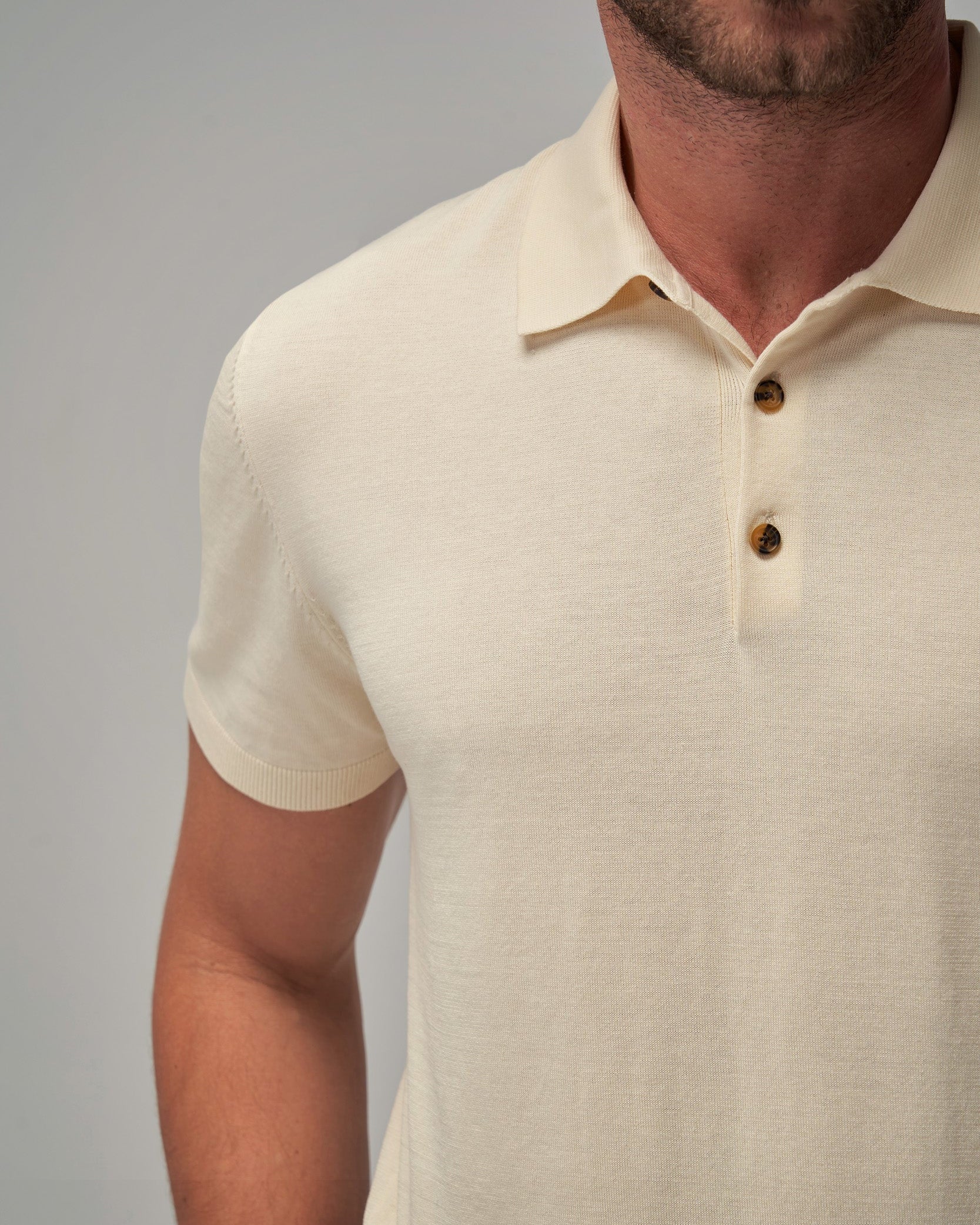 Knit Polo - Cream - Brent Wilson