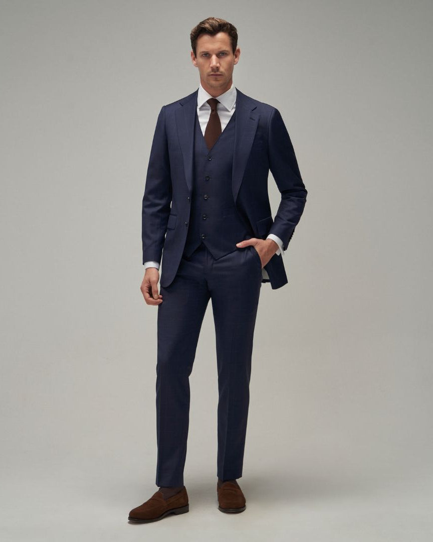 Navy / Blue Check Suit - Brent Wilson
