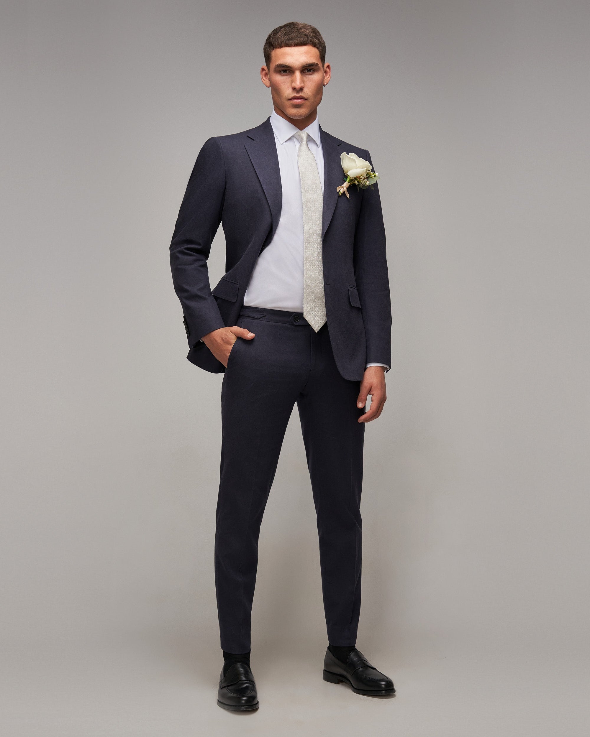 Navy Cotton / Linen 2 Piece Suit - Brent Wilson