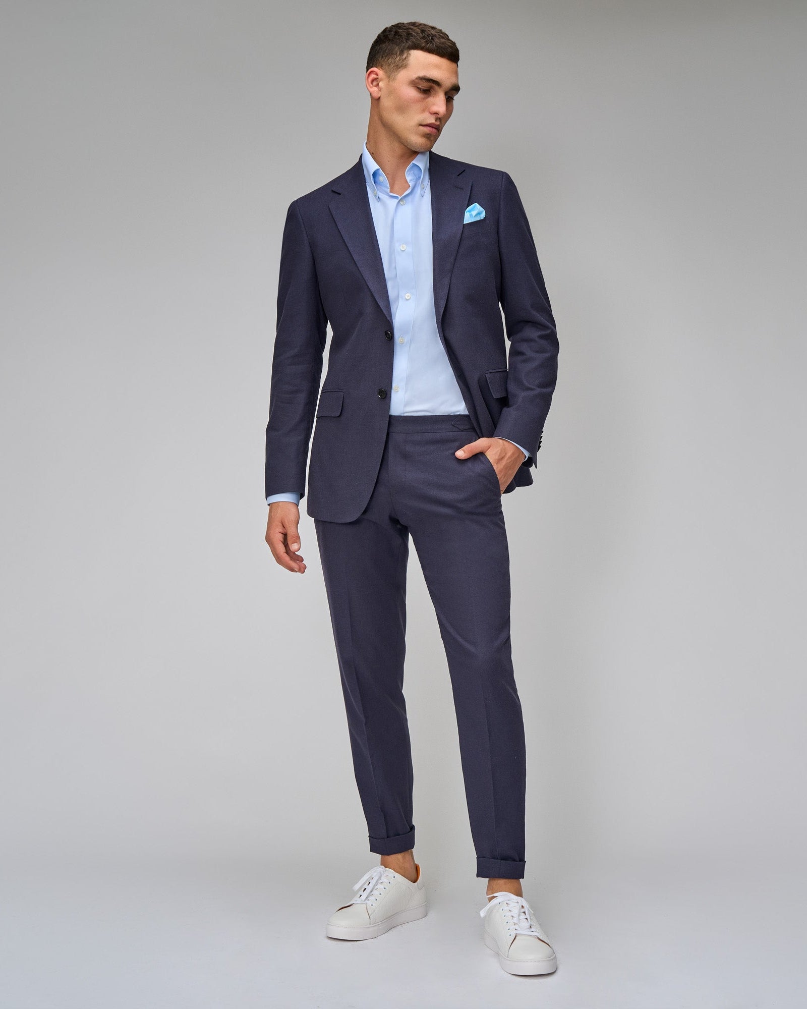 Navy Linen Blend Suit - Brent Wilson