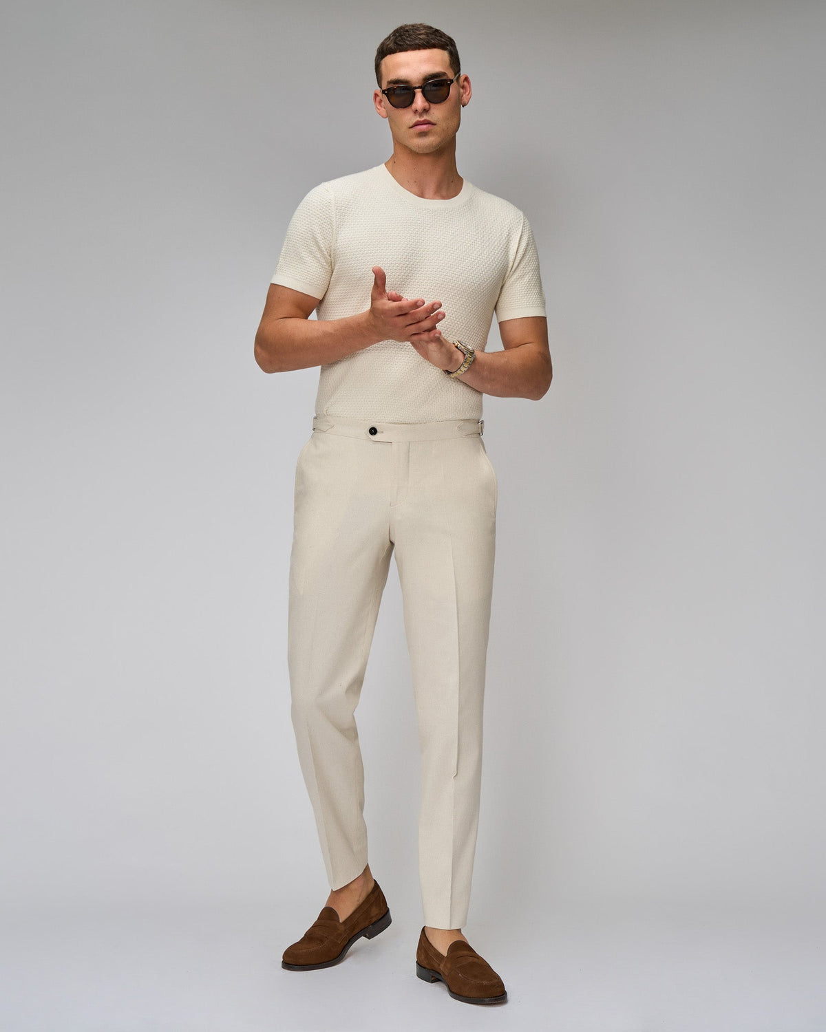Oatmeal Linen Blend Suit - Brent Wilson
