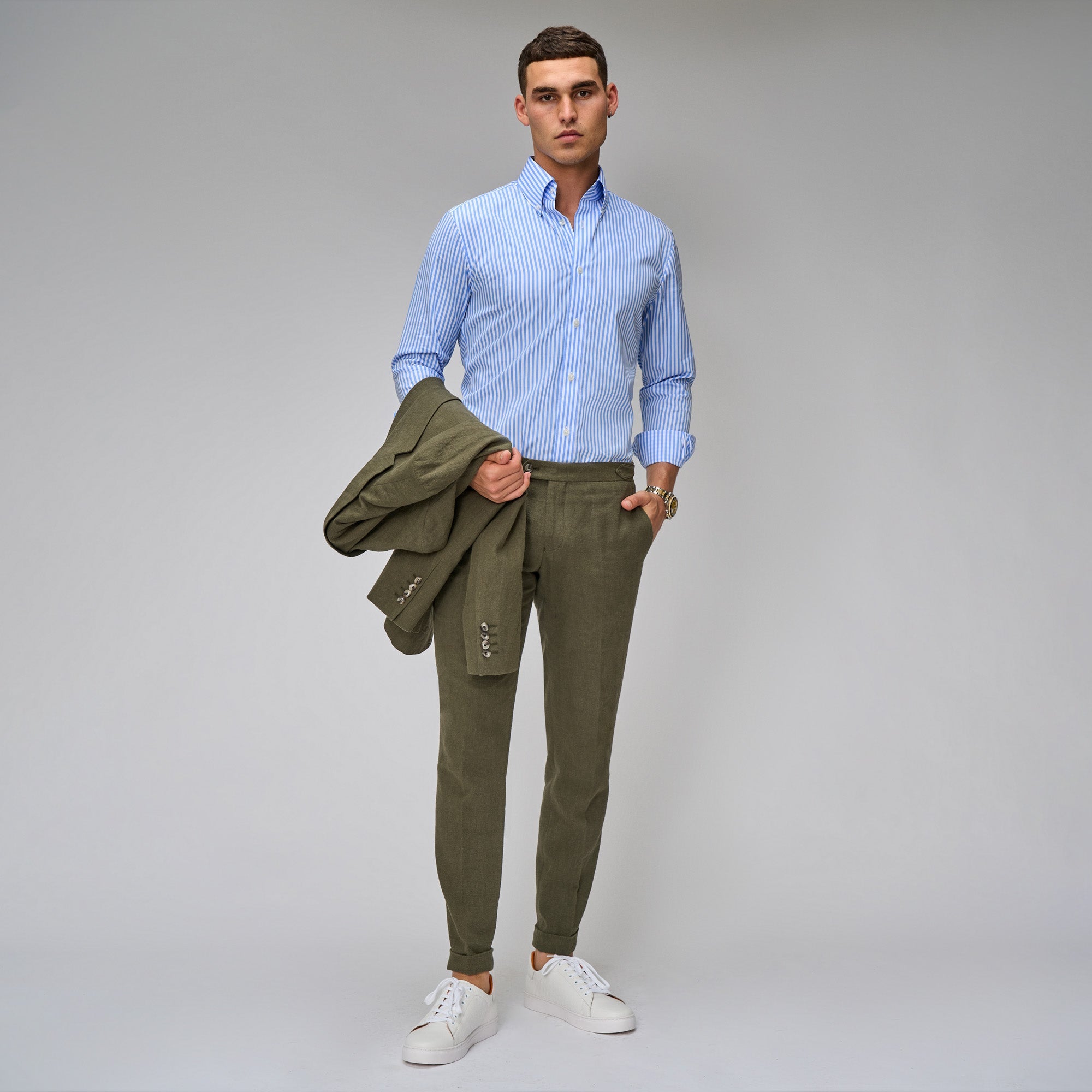 Army Green Linen Suit - Brent Wilson