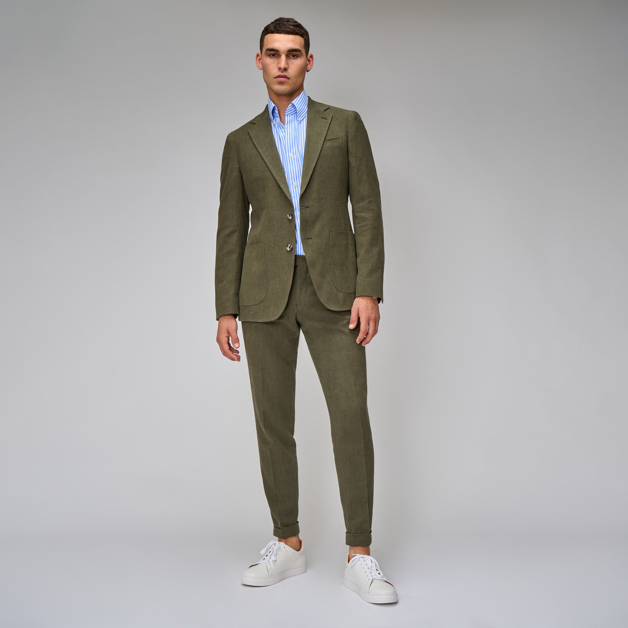 Army Green Linen Suit - Brent Wilson
