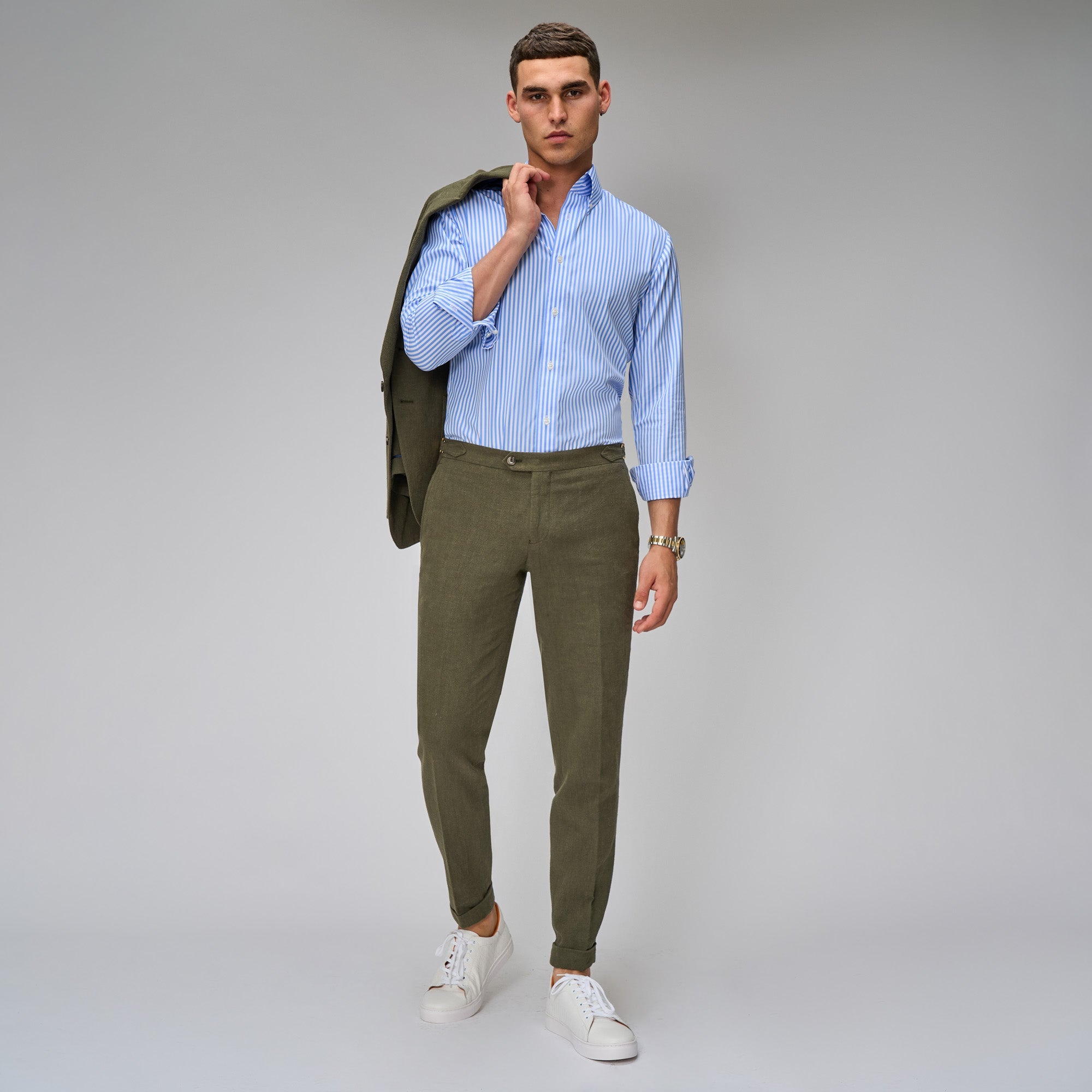 Army Green Linen Suit - Brent Wilson