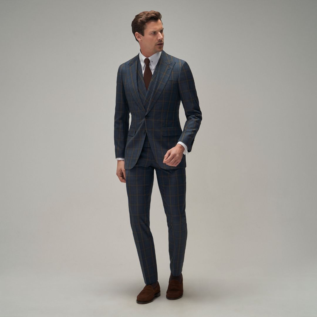 Blue / Brown Check Suit - Brent Wilson