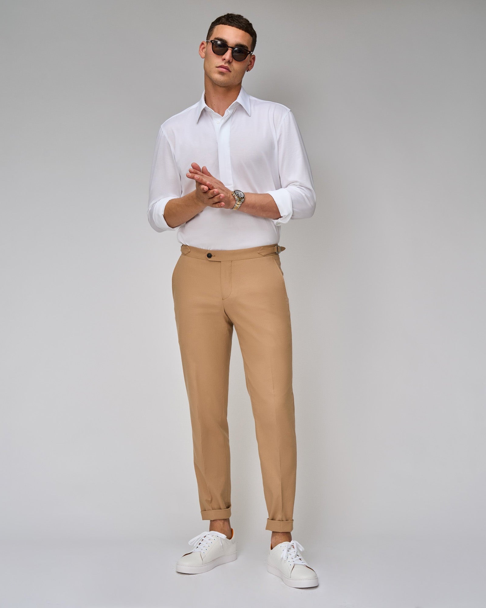 Camel Linen Blend Suit - Brent Wilson