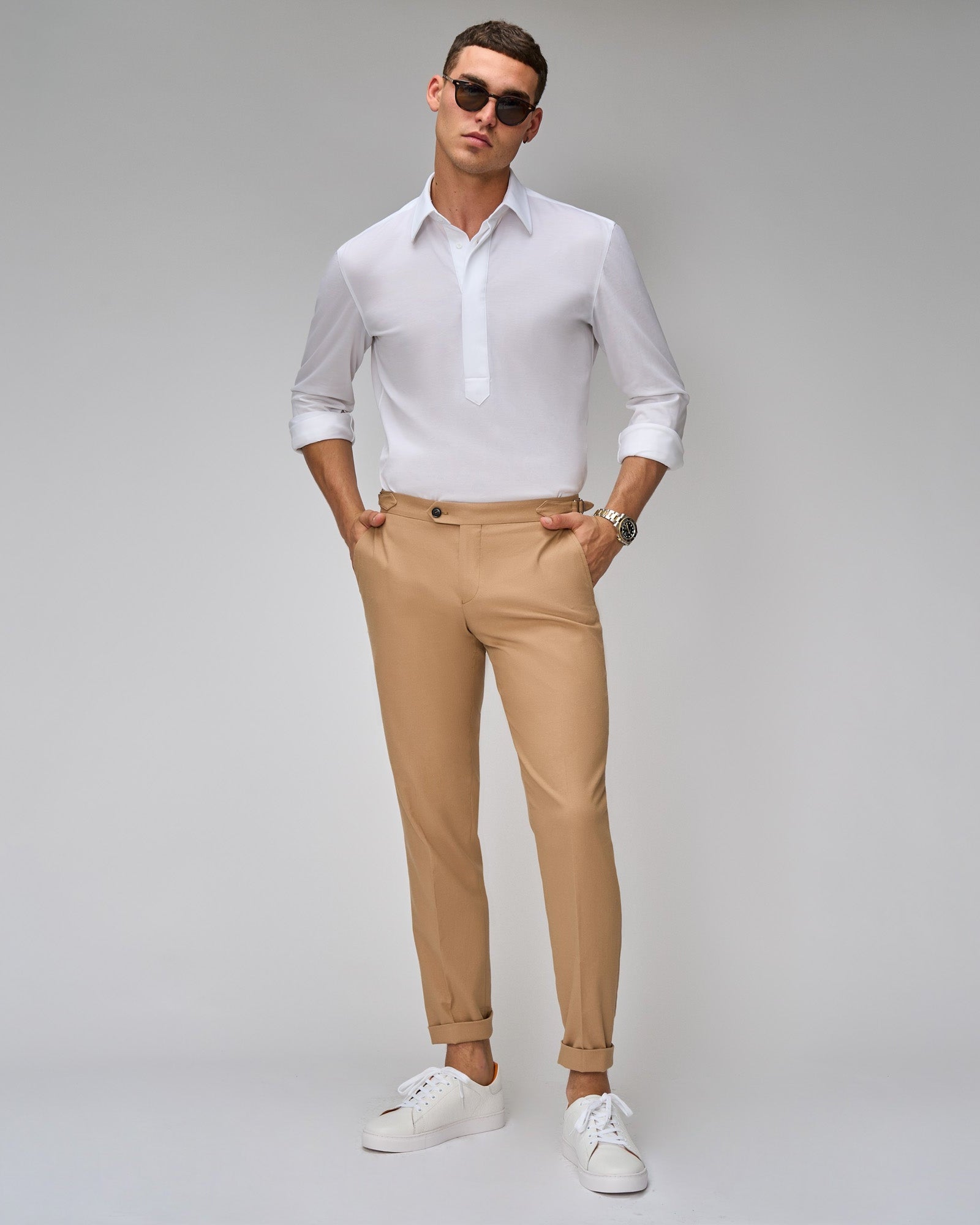 Camel Linen Blend Suit - Brent Wilson