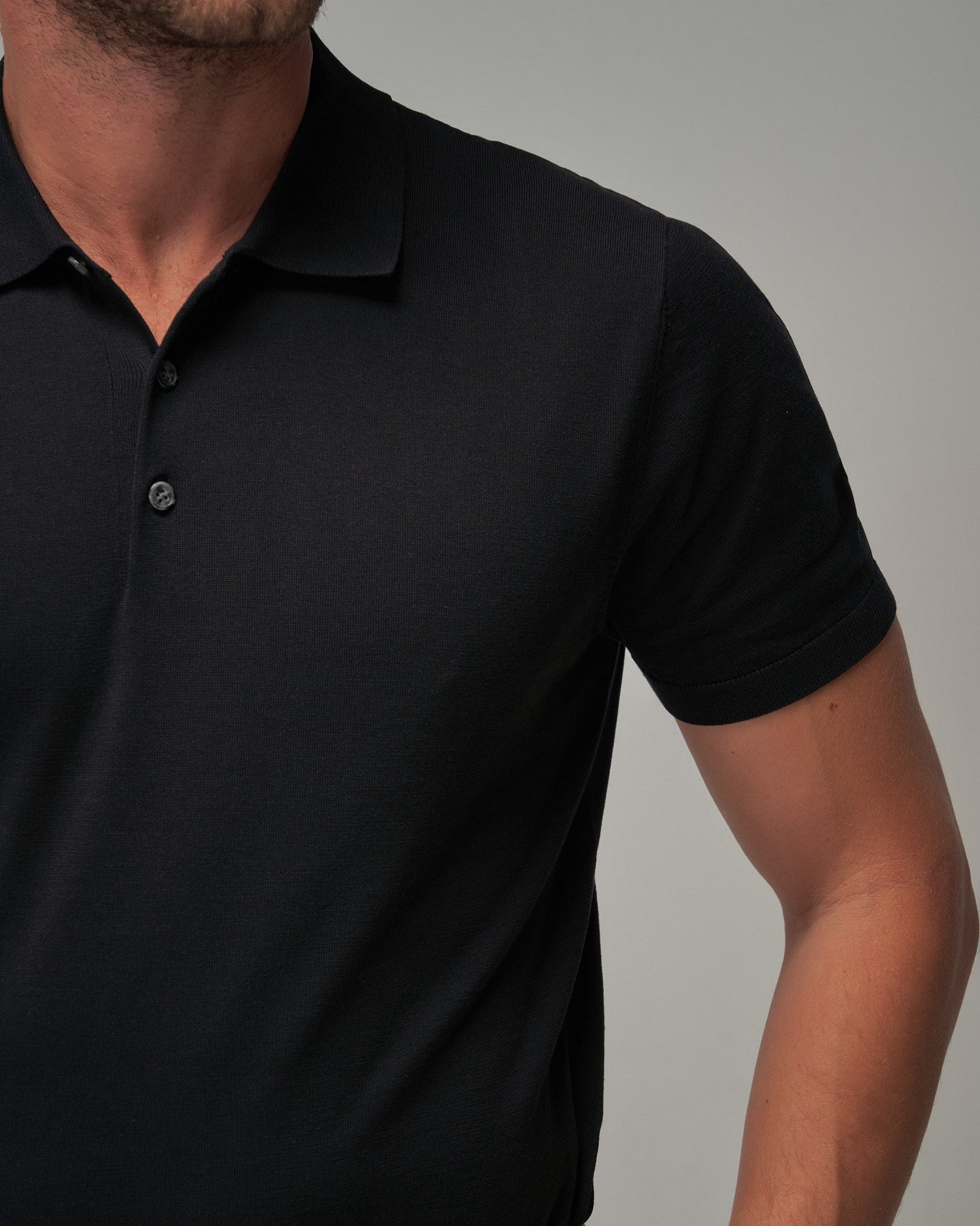 Knit Polo - Black - Brent Wilson