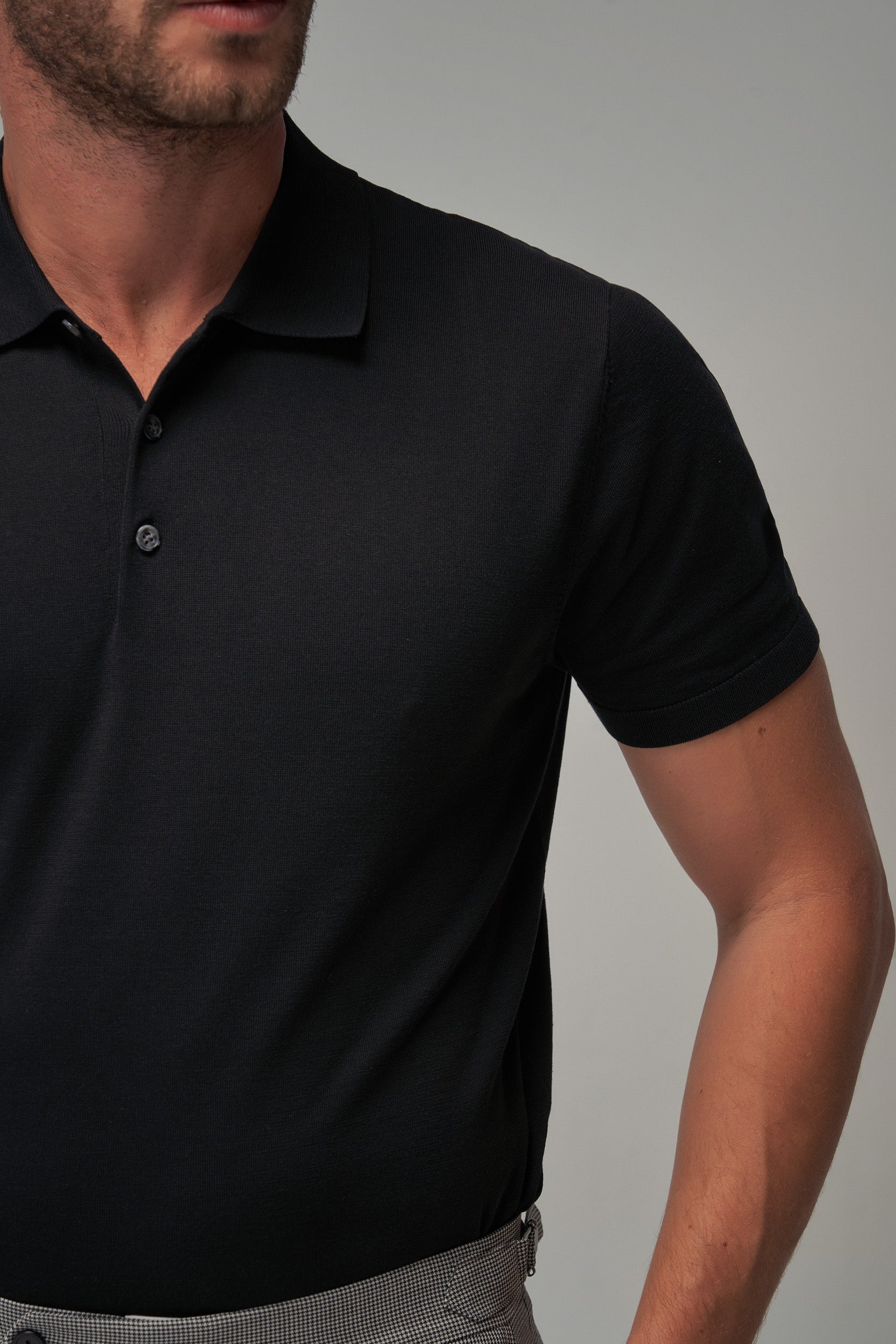 Knit Polo - Black - Brent Wilson