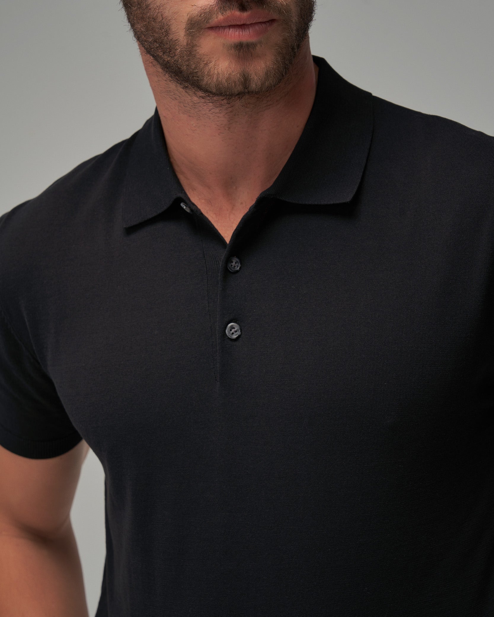 Knit Polo - Black - Brent Wilson