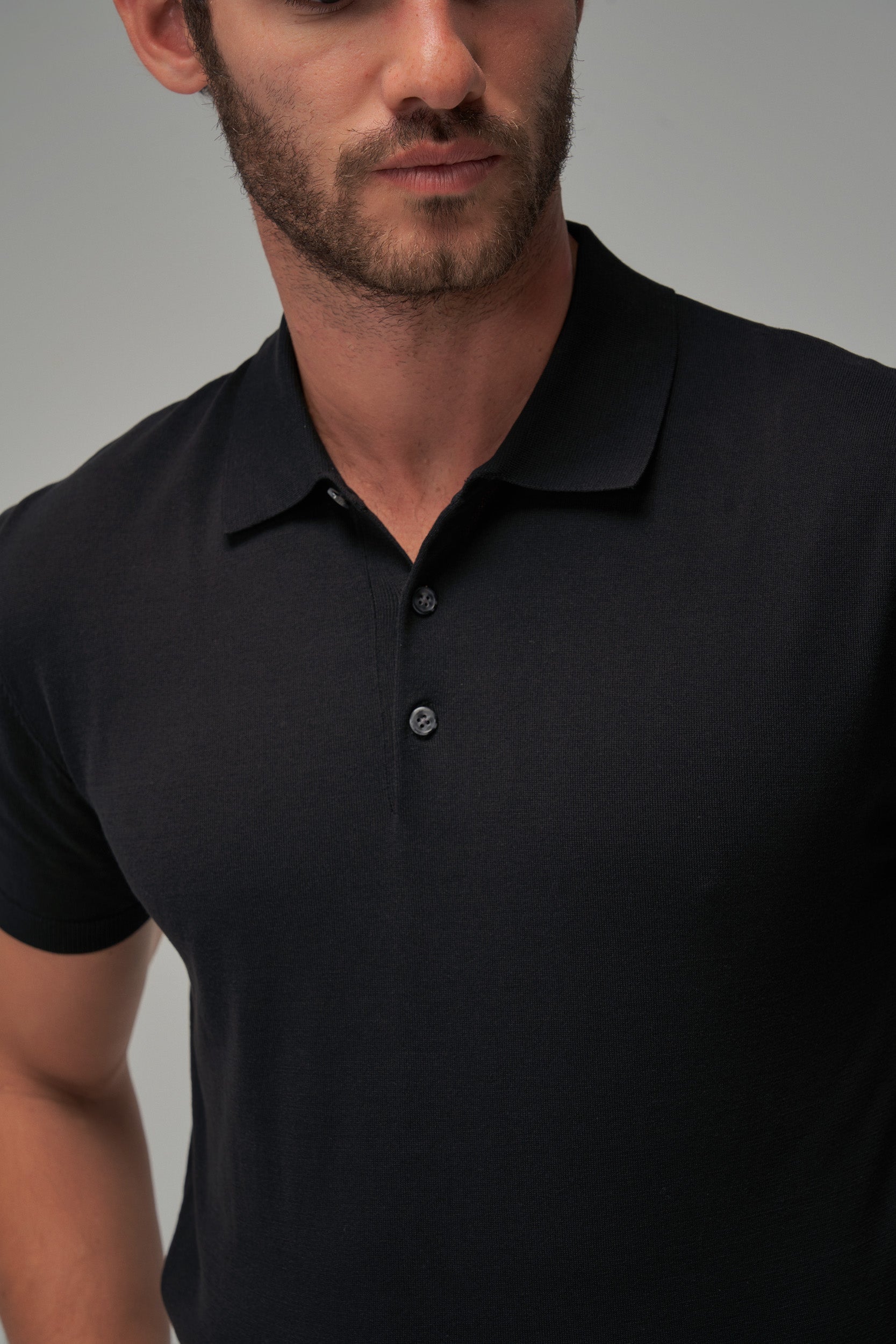 Knit Polo - Black - Brent Wilson