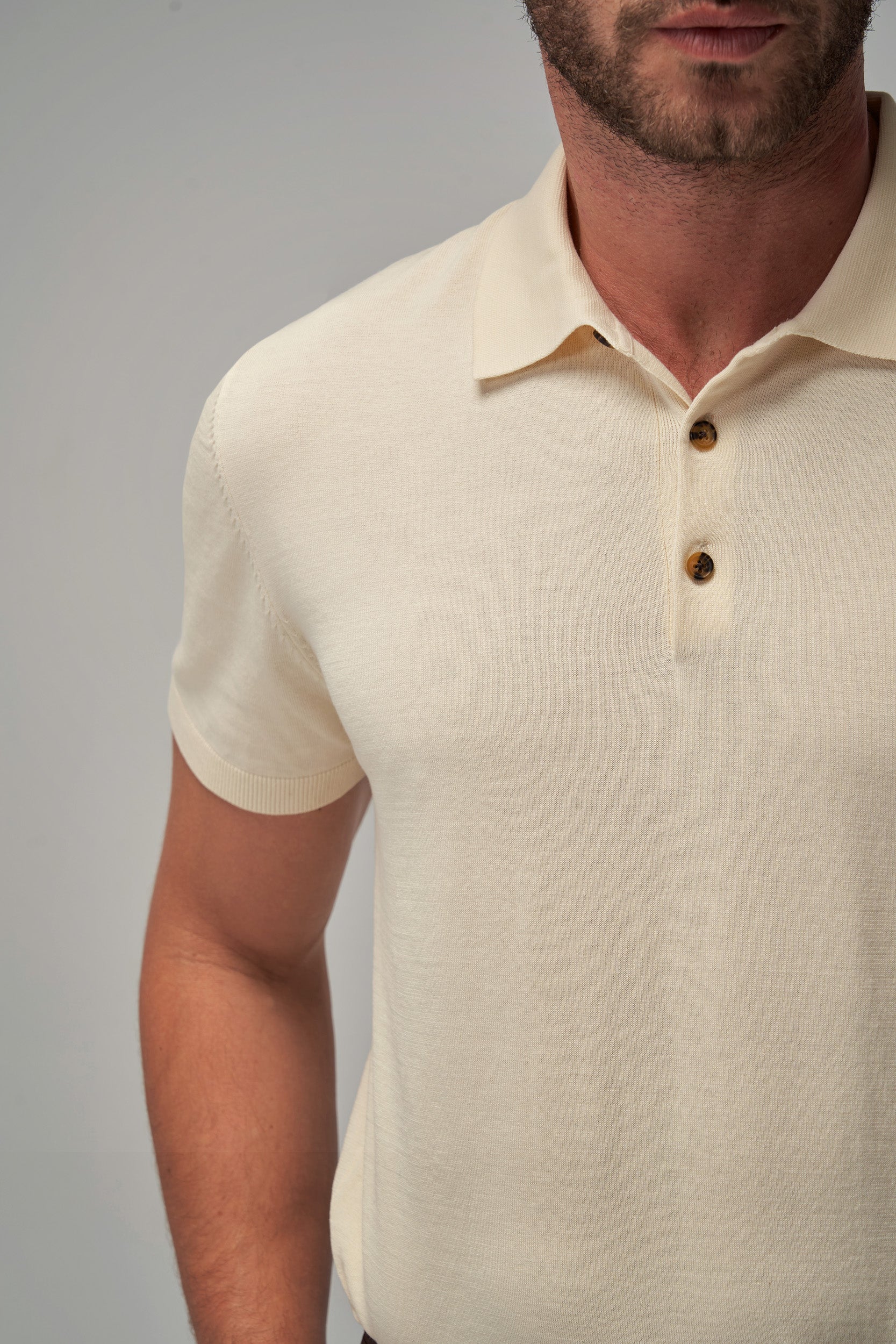 Knit Polo - Cream - Brent Wilson