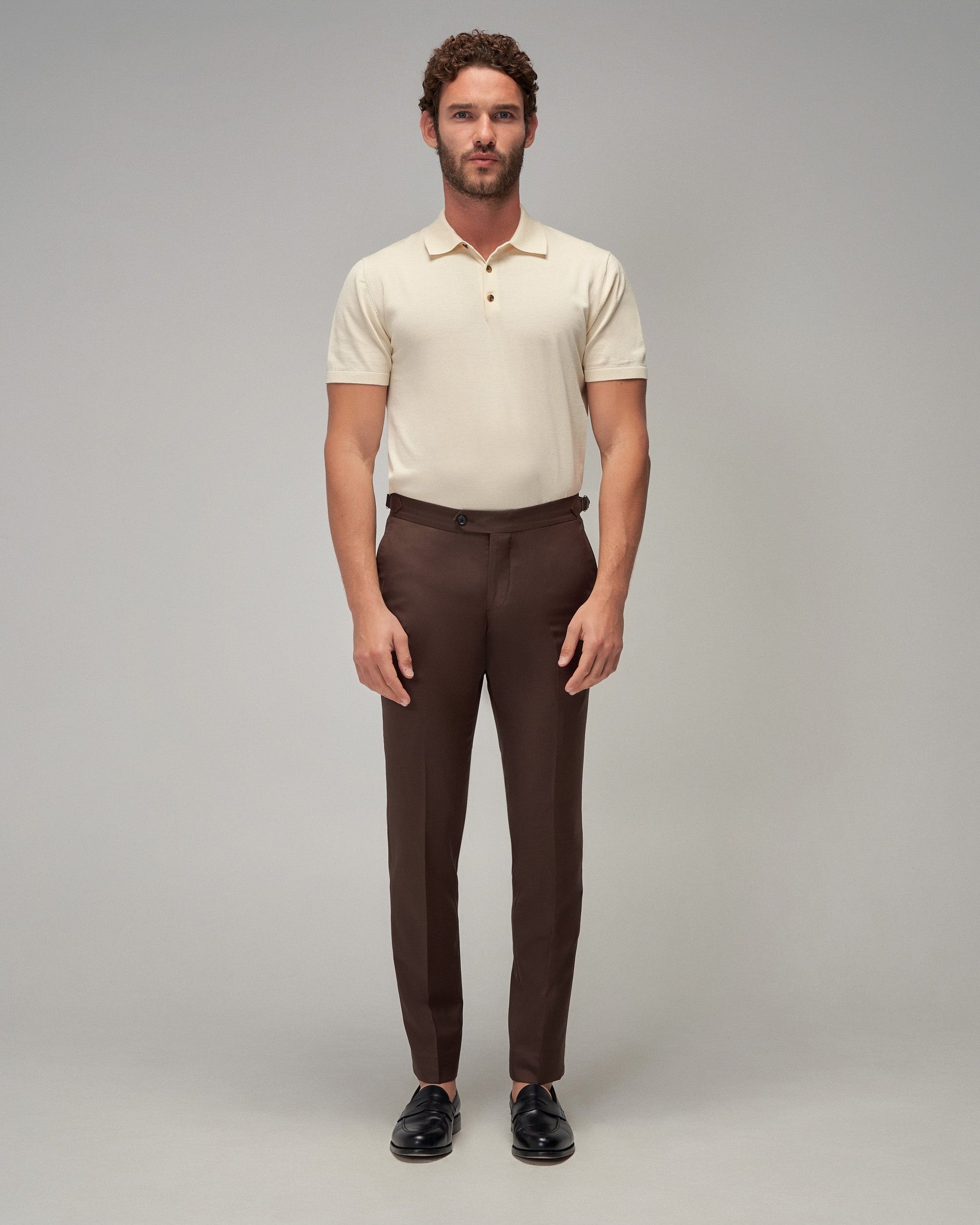 Men's Soft Knit Polo Shirt – Cream | 100% Cotton – Brent Wilson