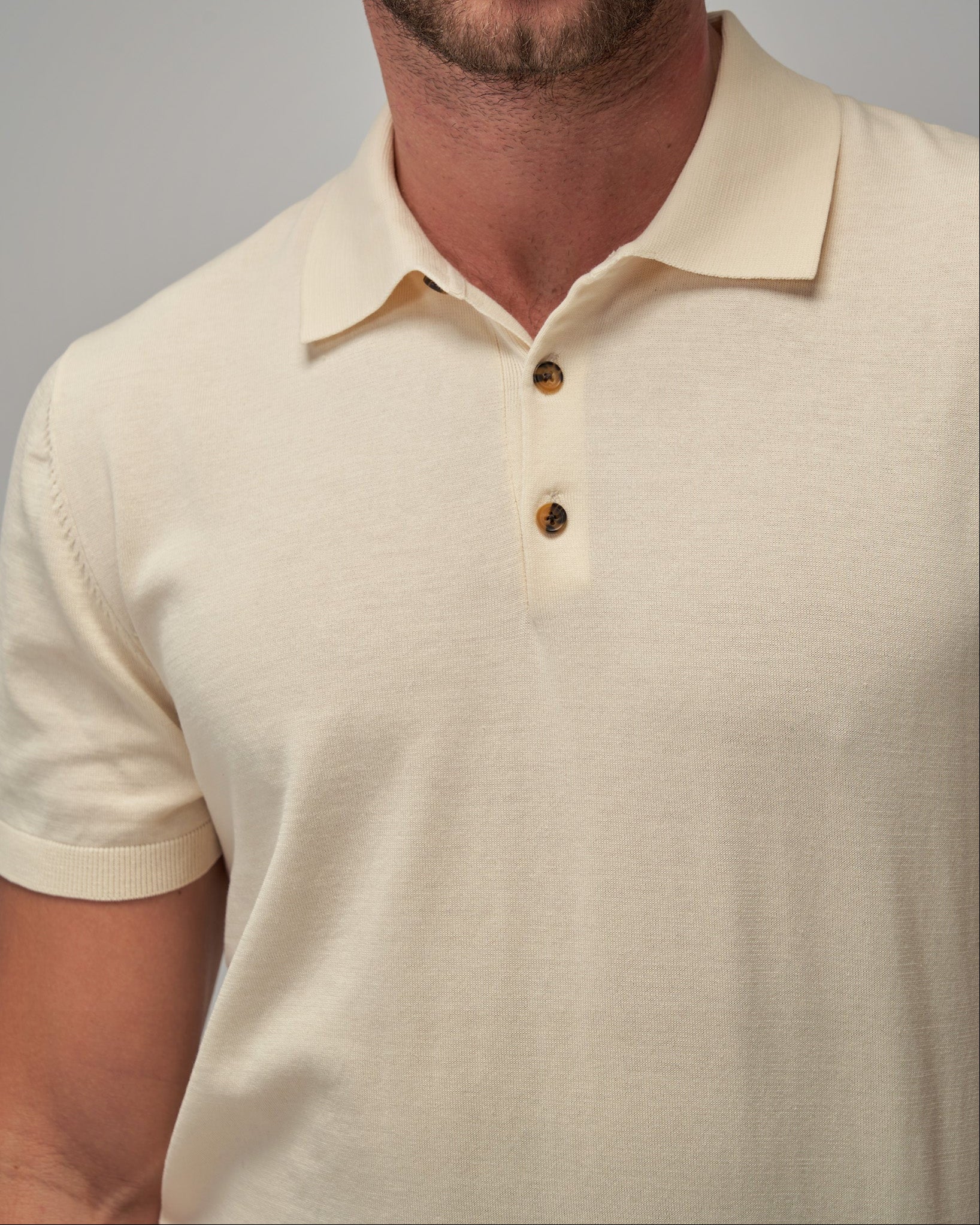 Knit Polo - Cream - Brent Wilson