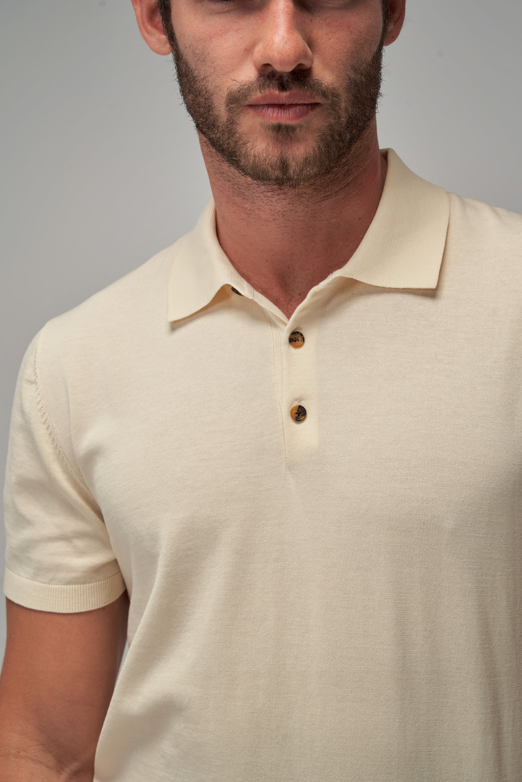 Knit Polo - Cream - Brent Wilson