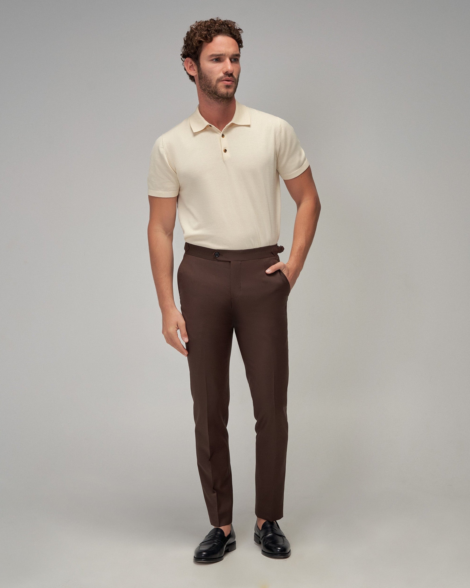 トップス BATONER 32G SMOOTH KNIT POLO BEIGE Essential 32G SMOOTH KNIT POLO SHORT SLEEVE - BATONER｜ONLINE STORE