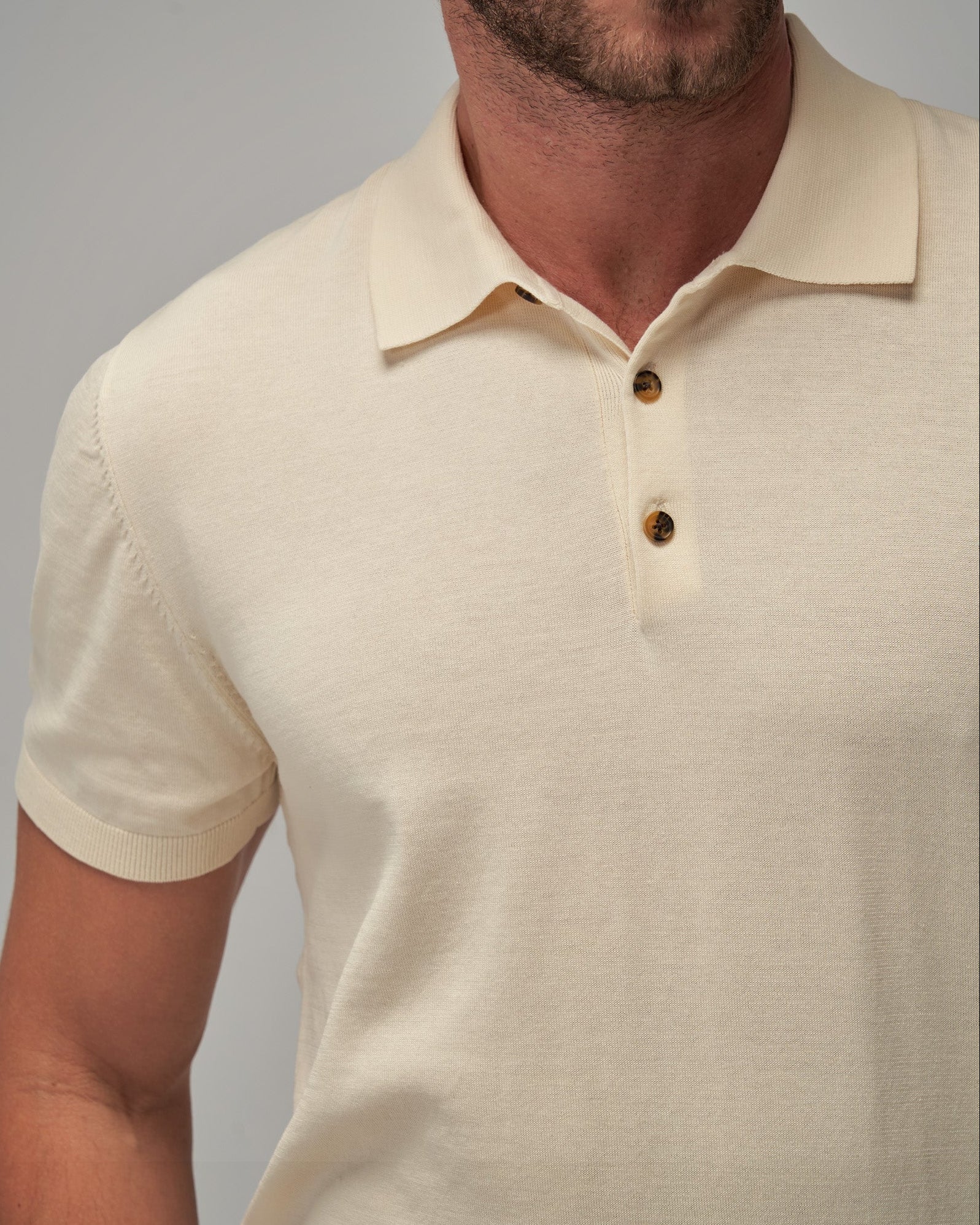 Knit Polo - Cream - Brent Wilson