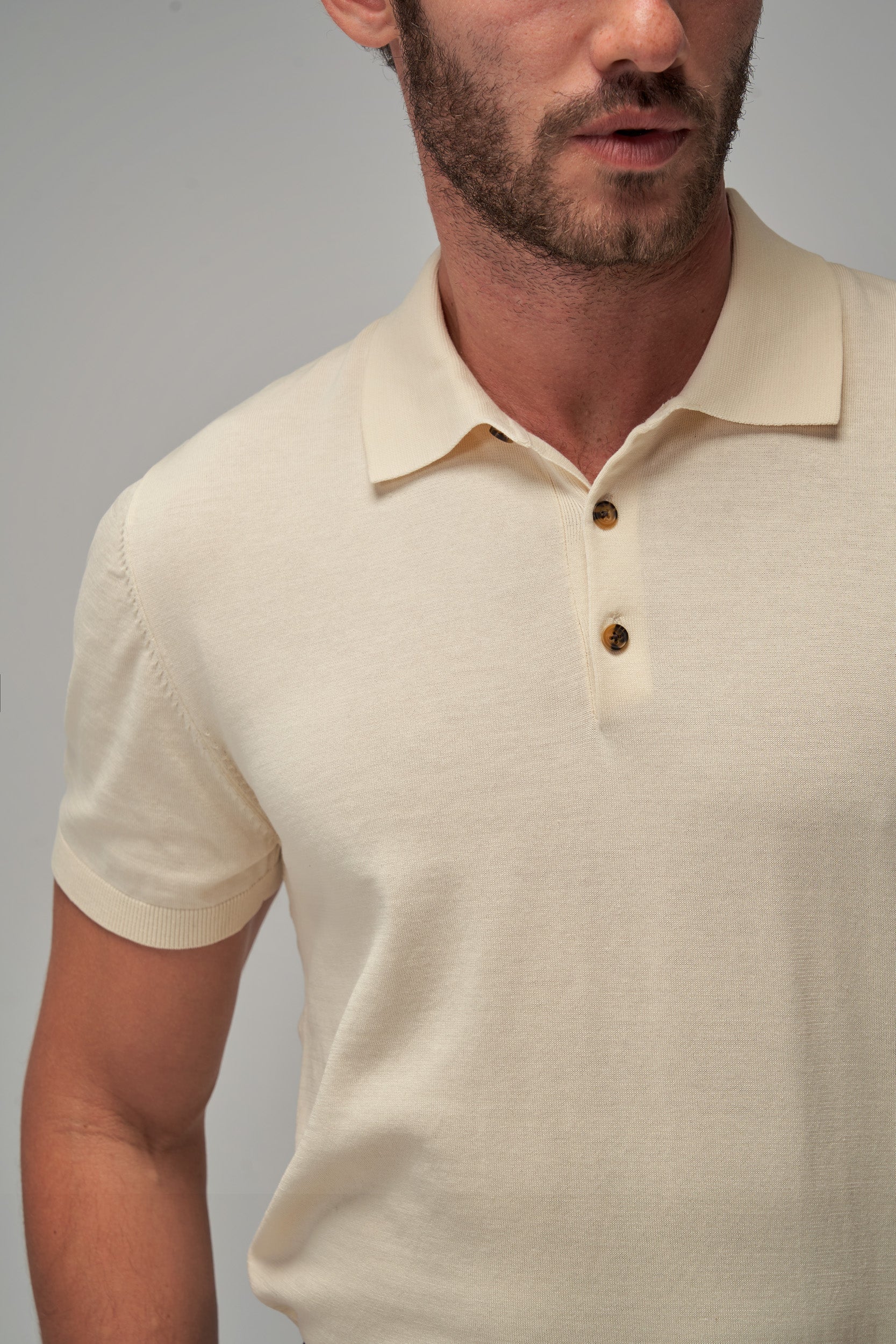 Knit Polo - Cream - Brent Wilson