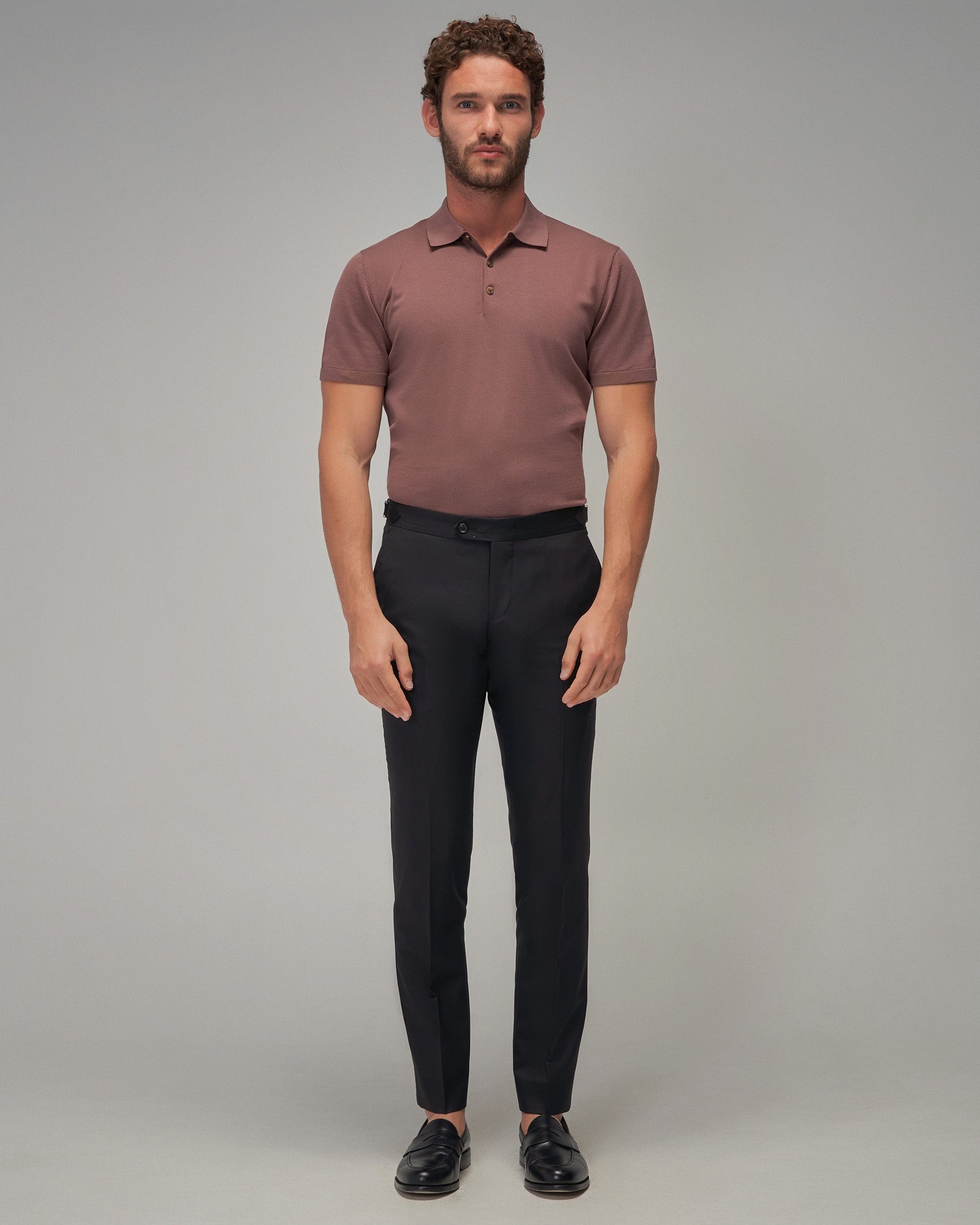 Men's Soft Knit Polo Shirt – Light Brown | 100% Cotton – Brent Wilson