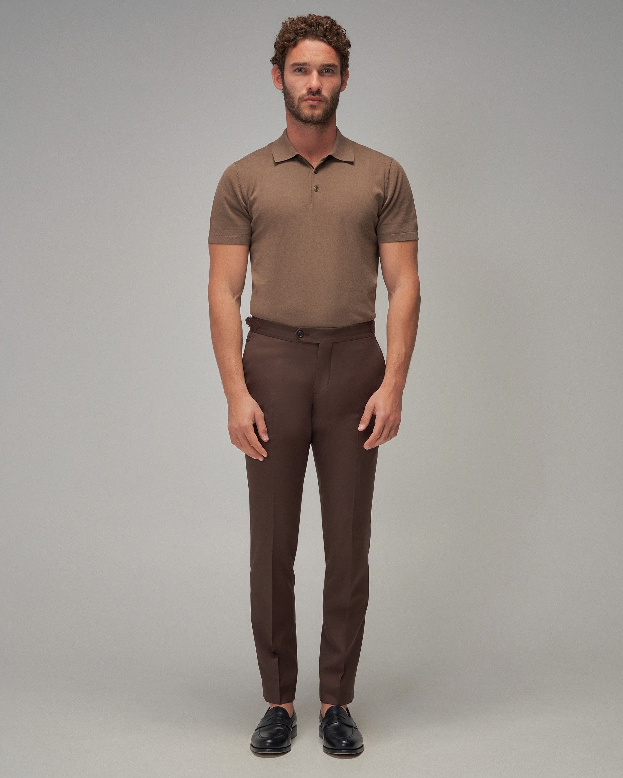 Men's Soft Knit Polo Shirt – Mocha | 100% Cotton – Brent Wilson