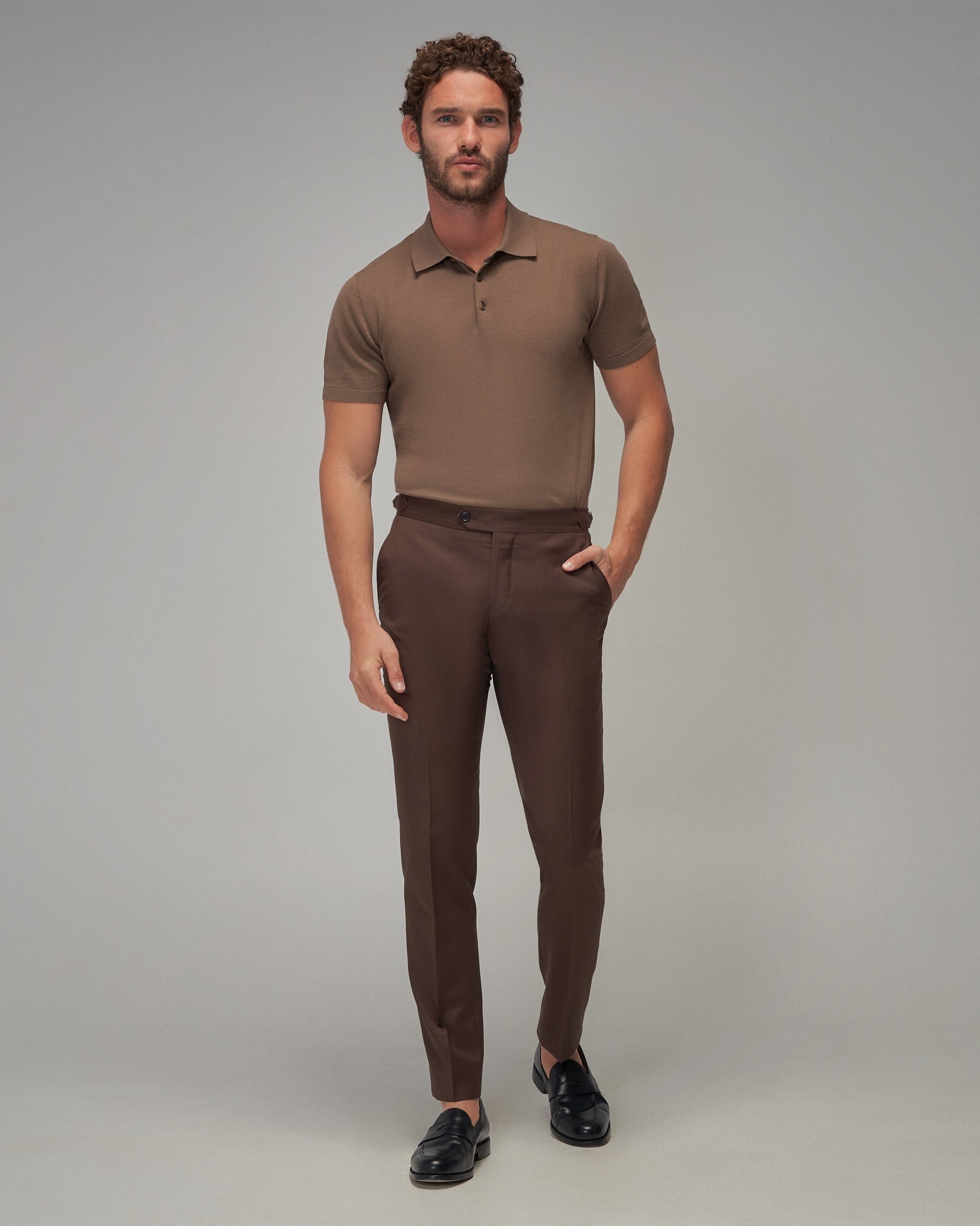 トップス BoTT MARLED KNIT POLO / BROWN Knit Polo, Brown – Colbo