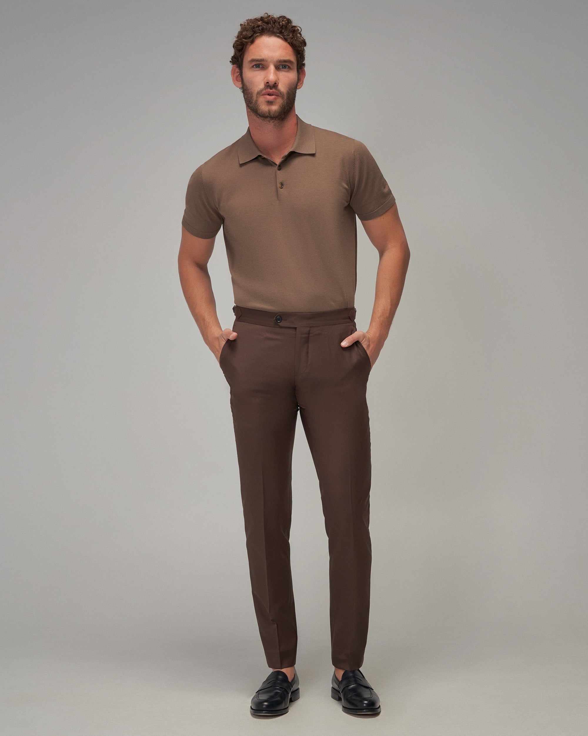Men's Soft Knit Polo Shirt – Mocha | 100% Cotton – Brent Wilson