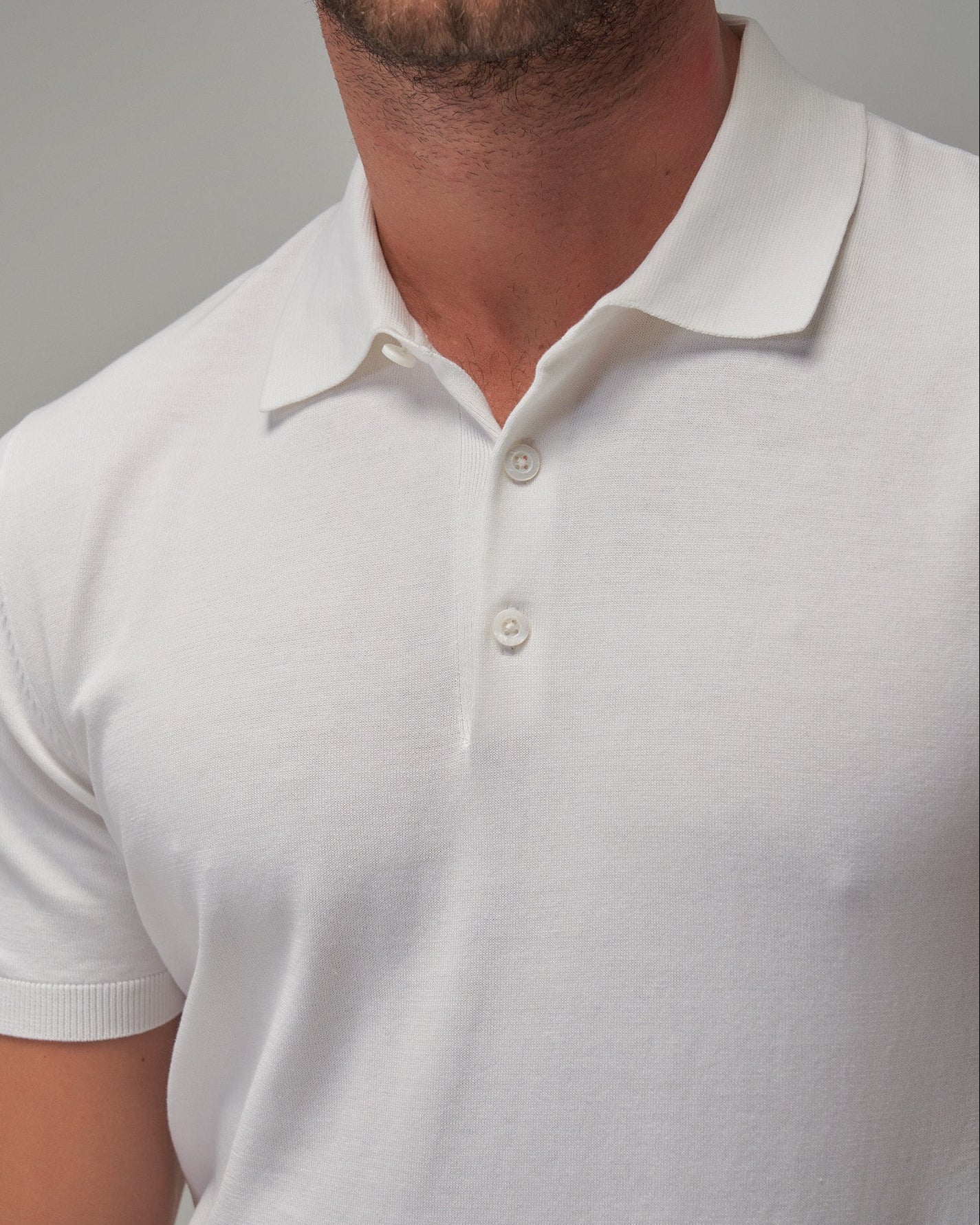 Knit Polo - White - Brent Wilson