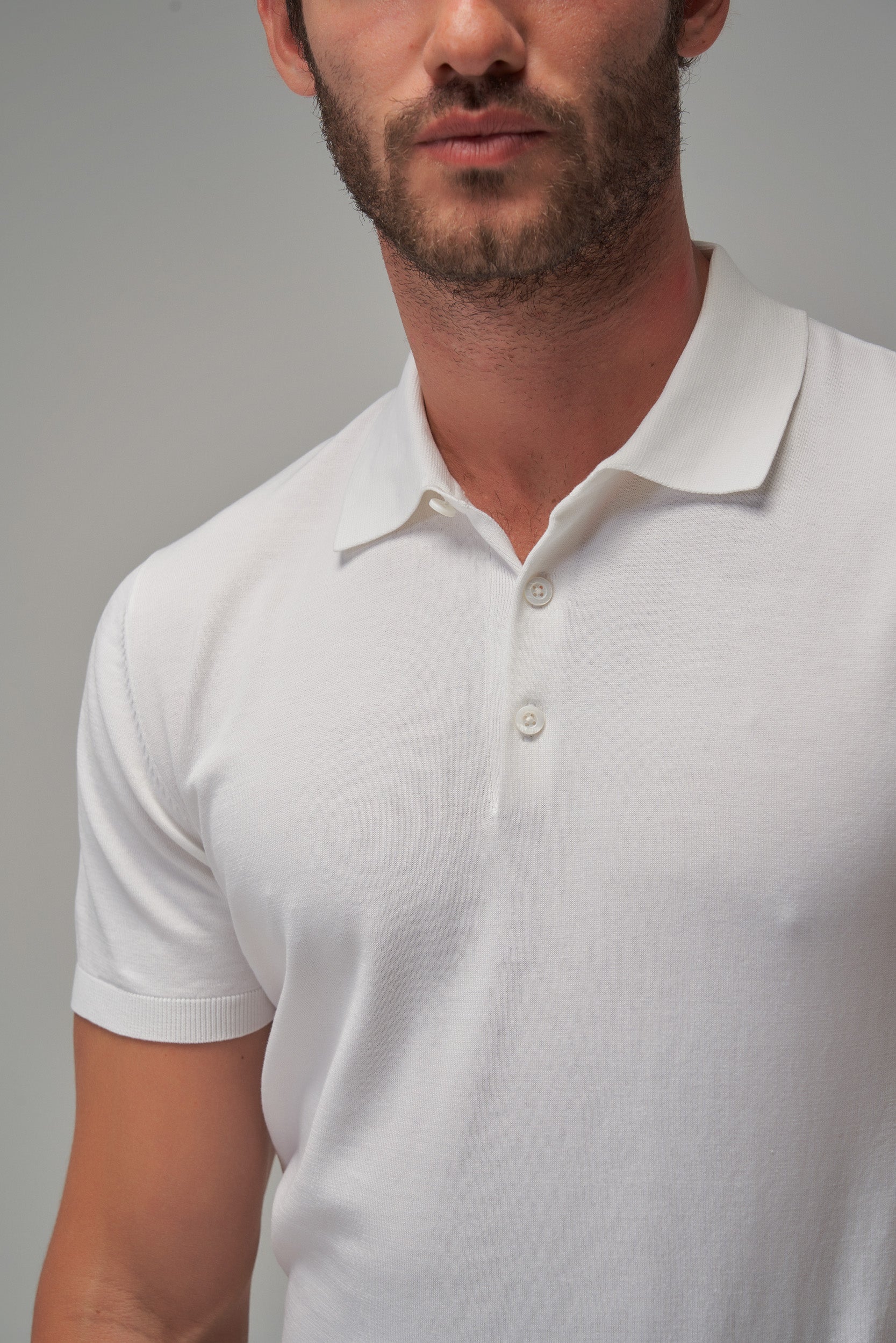 Knit Polo - White - Brent Wilson