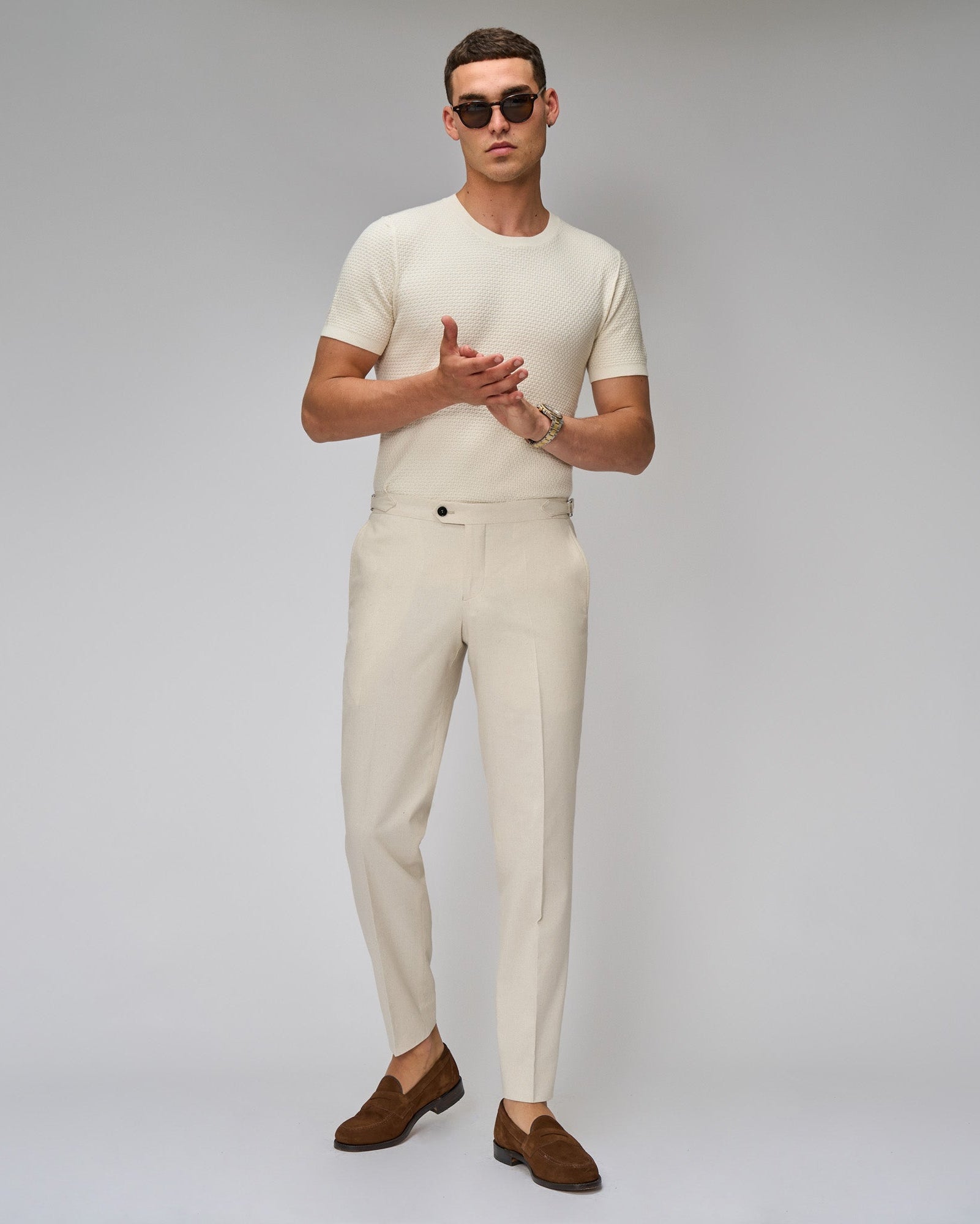Oatmeal Linen Blend Suit - Brent Wilson