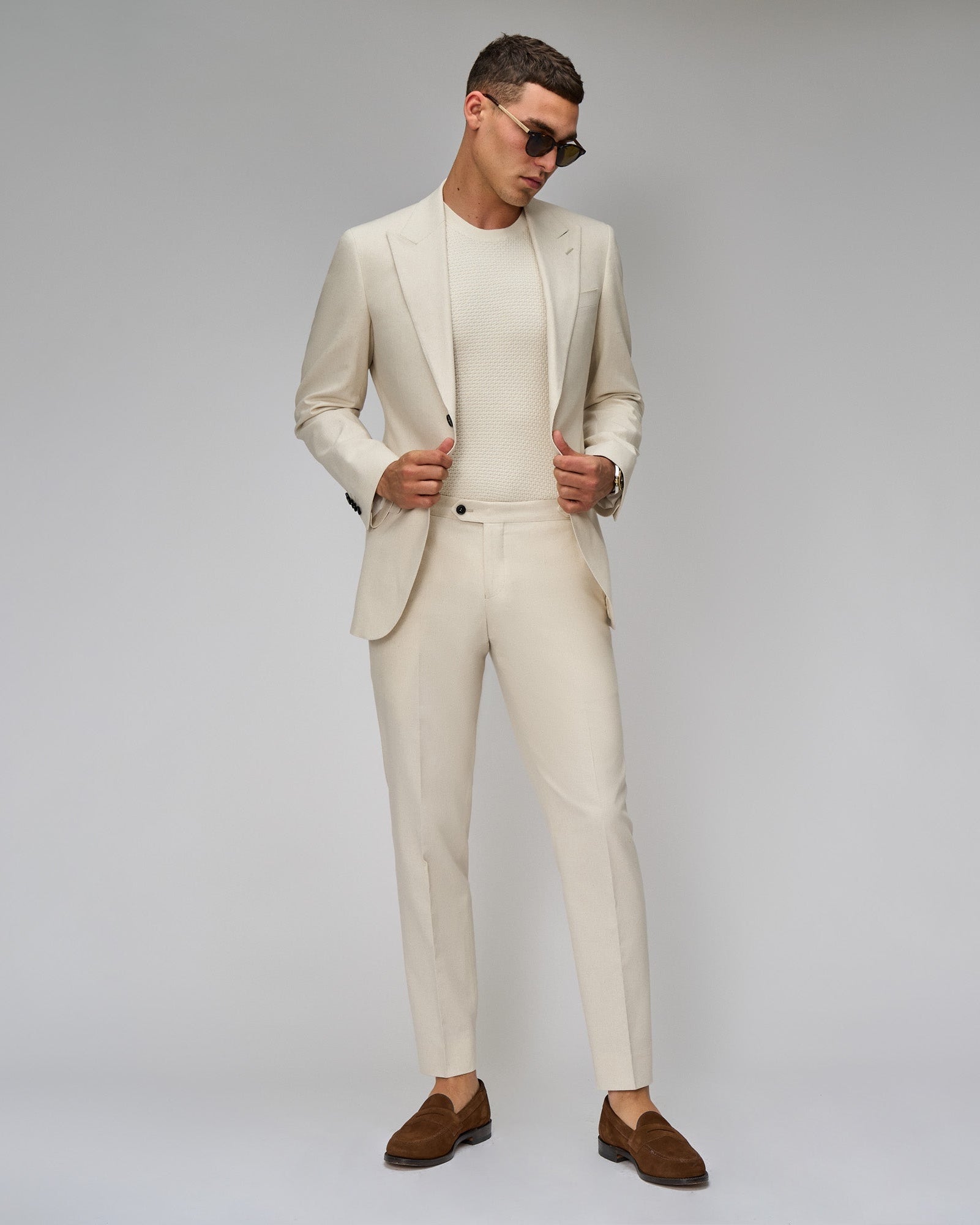 Oatmeal Linen Blend Suit - Brent Wilson