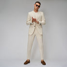 Oatmeal Linen Blend Suit - Brent Wilson