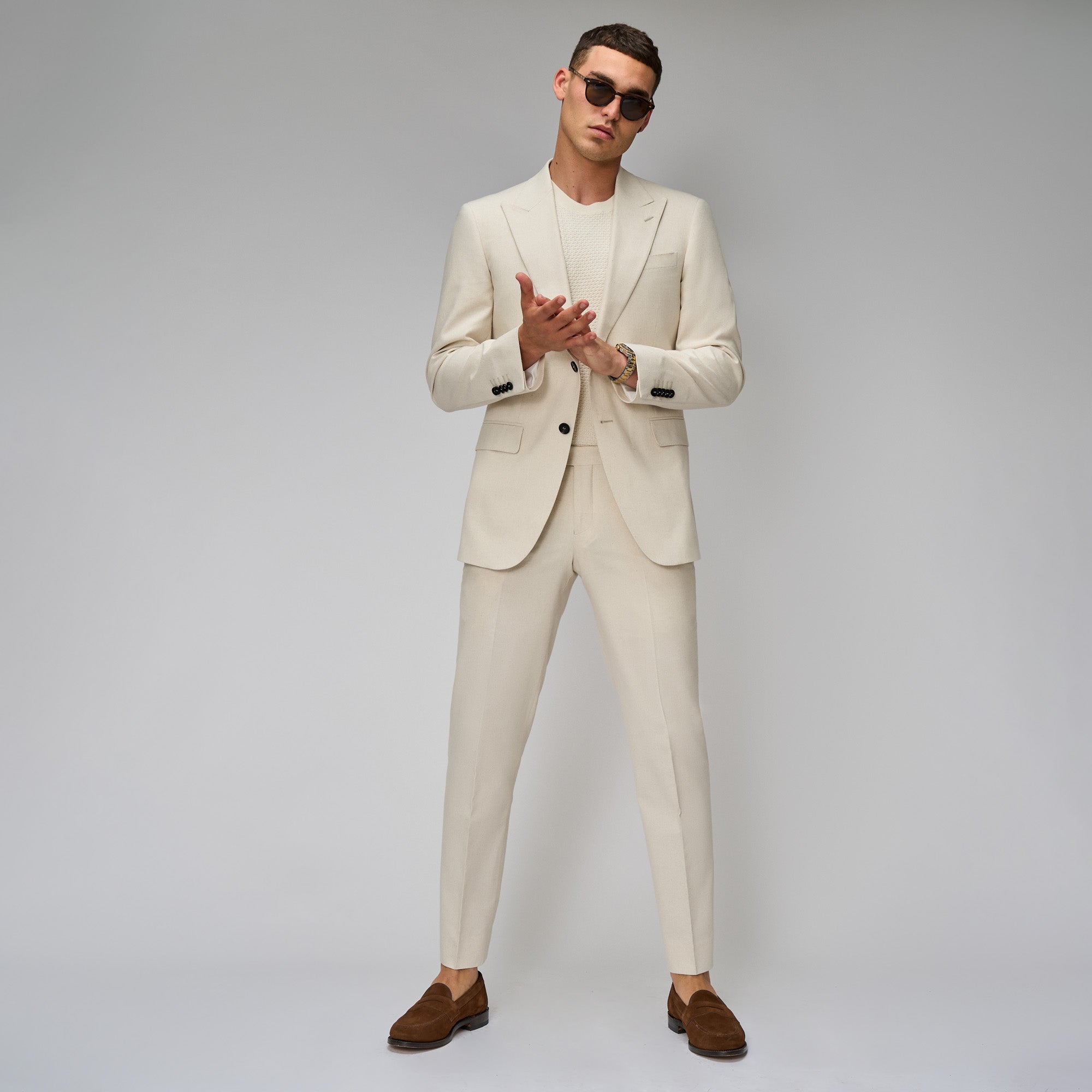 Oatmeal Linen Blend Suit - Brent Wilson